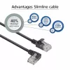 Cabo de rede ACT preto 1,5 metros U/UTP CAT6A LSZH Slimline com fichas RJ45 90° anguladas à esquerda para direita