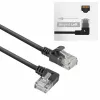 Cabo de rede ACT preto 3 metros U/UTP CAT6A LSZH Slimline com fichas RJ45 90° anguladas à esquerda para direita