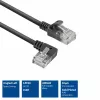 Cabo de rede ACT preto 3 metros U/UTP CAT6A LSZH Slimline com fichas RJ45 90° anguladas à esquerda para direita