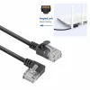 Cabo de rede ACT preto 3 metros U/UTP CAT6A LSZH Slimline com fichas RJ45 90° anguladas à esquerda para direita