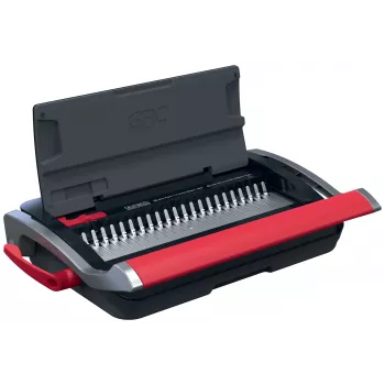 GBC CombBind® CB15 encadernadora manual, encadernadora de pente, manual, 165 folhas, preto, vermelho