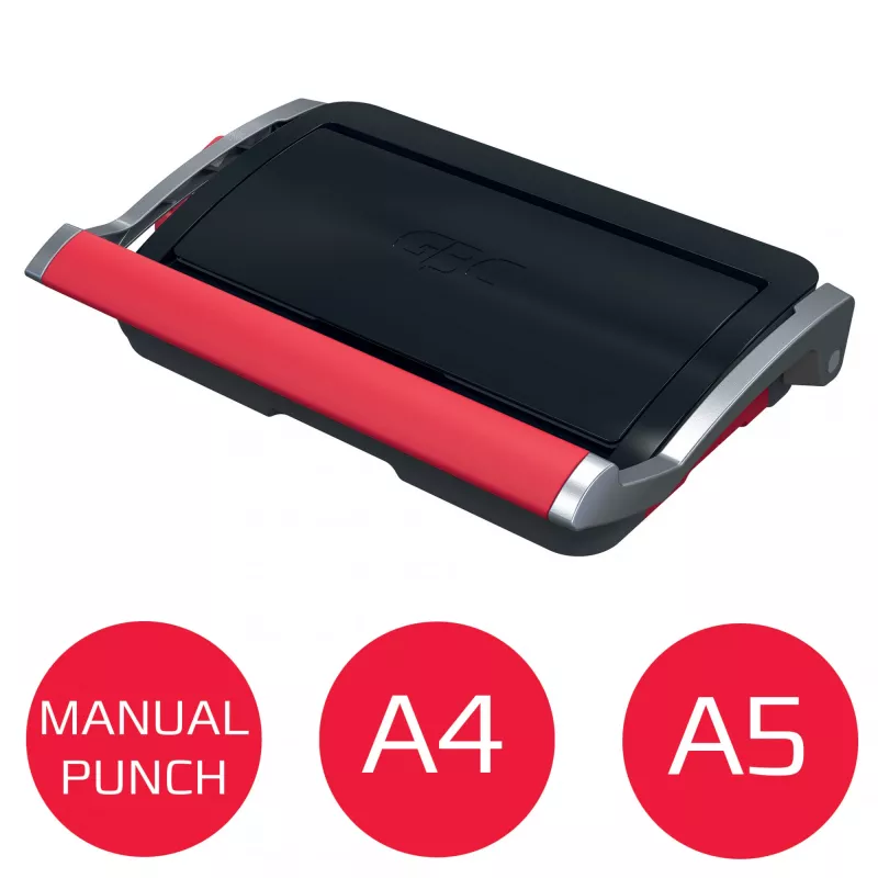 GBC CombBind® CB15 encadernadora manual, encadernadora de pente, manual, 165 folhas, preto, vermelho