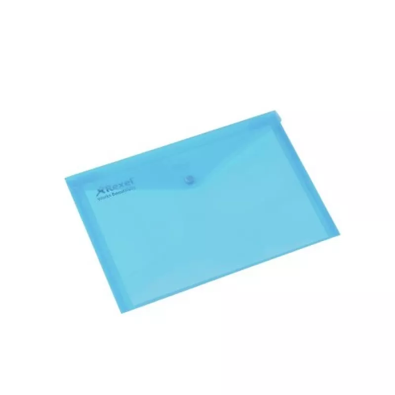 Rexel 16129BU bolsa porta-documentos A4 com fecho de botão de pressão, polipropileno (PP), embalagem de 5 un., azul translúcido