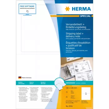 Etiqueta de envio + guia de remessa HERMA 8316