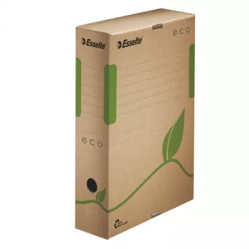 Caixa de arquivo Esselte Eco FSC® 80 mm, castanho, verde, A4, 120 g, 80 x 327 x 233 mm