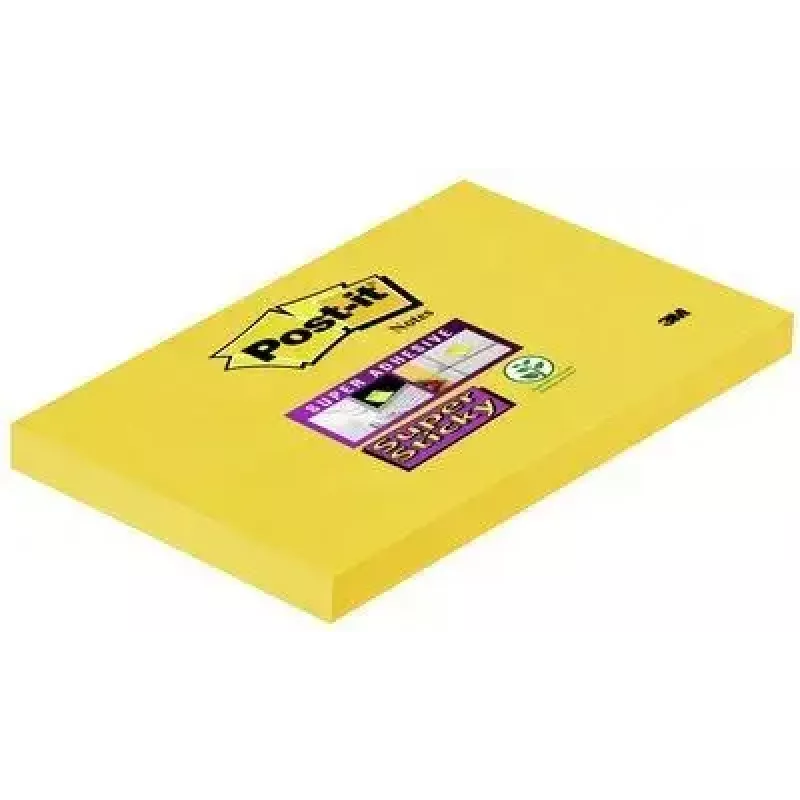 Notas adesivas Post-It papel retangular amarelo 90 folhas autoadesivas 3M