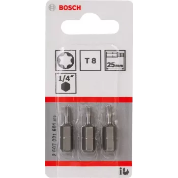 Bosch 2607001601 ponta de chave de fendas Torx T8, extradura, C 6.3, 3 unid.