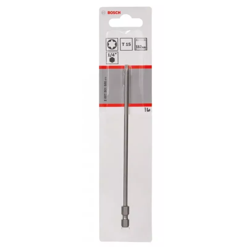Bosch 2607001666 ponta de chave de fendas Torx T15, extradura, E 6.3, 1 unid.