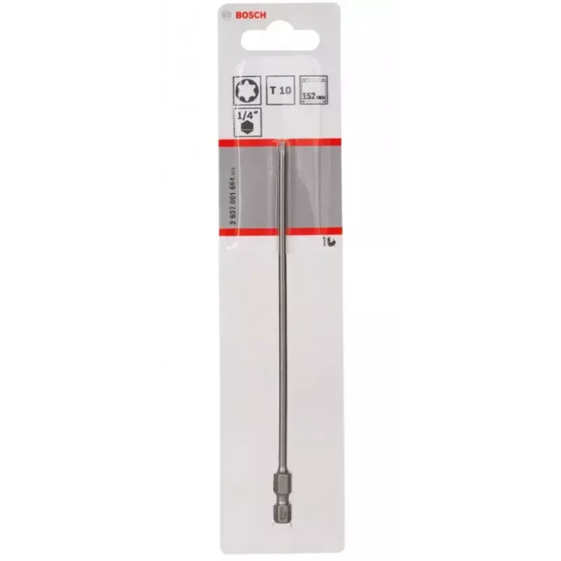 Bosch 2607001664 ponta de chave de fendas Torx T10, extradura, E 6,3, 1 un.