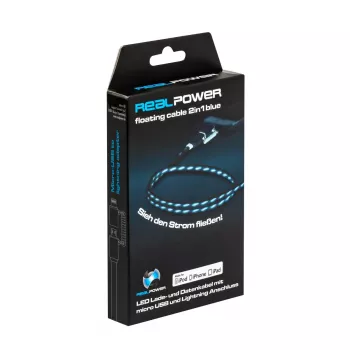 Cabo USB-A/Lightning RealPower 0,75 m Preto/Azul