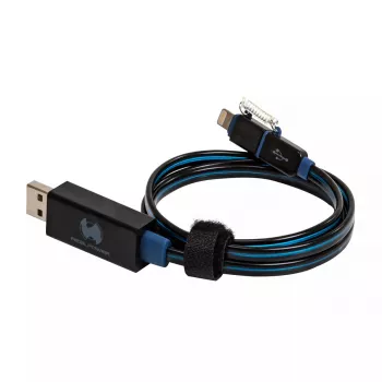 Cabo USB-A/Lightning RealPower 0,75 m Preto/Azul