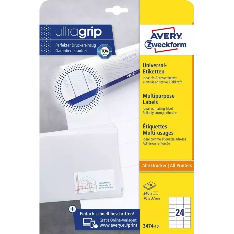 Etiqueta autocolante retangular AVERY 3474-10