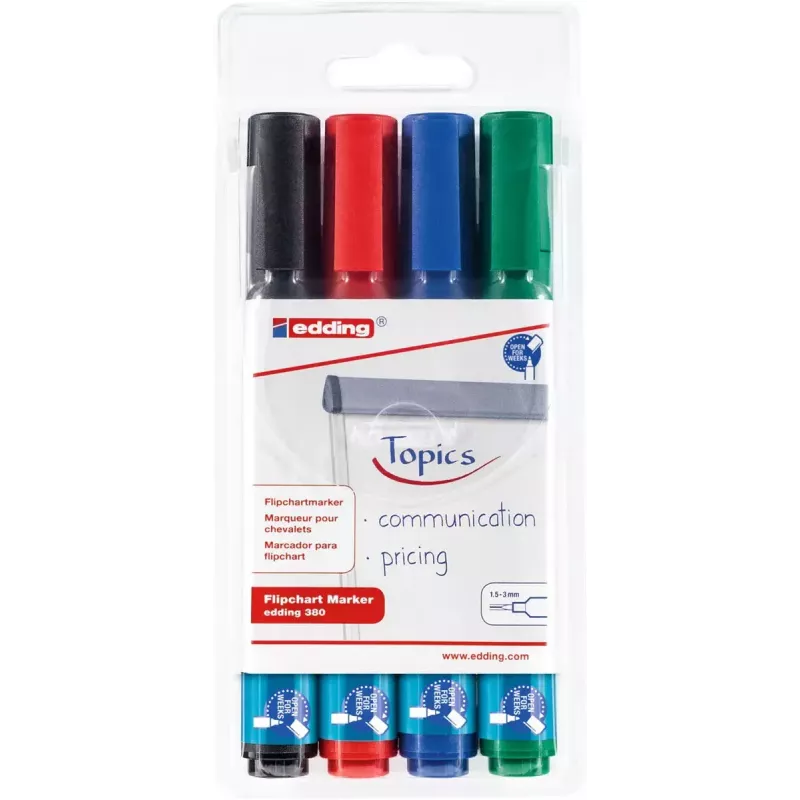 Marcador Edding 380 Ponta Bullet Preto Azul Verde Vermelho