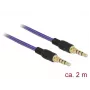 DeLOCK 85599 cabo de áudio, mini ficha de 4 pinos (M) para mini ficha de 4 pinos (M), 2 m, roxo