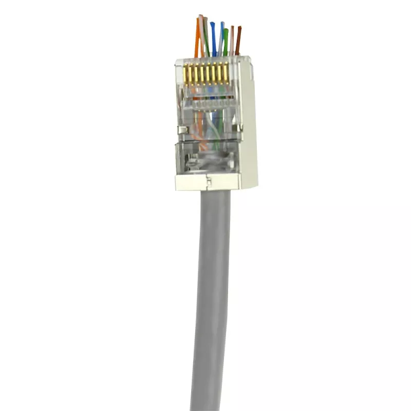 ACT Conector modular RJ45 (8P/8C) CAT6 easyconnect blindado para cabo redondo com condutores maciços ou flexíveis