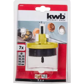 Conjunto de serras copo KWB 599000 7 peças 6,3 cm para plástico madeira