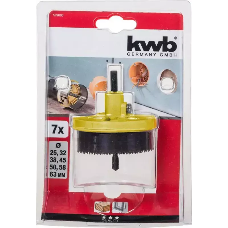 Conjunto de serras copo KWB 599000 7 peças 6,3 cm para plástico madeira