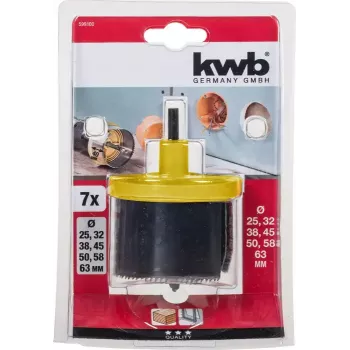 Conjunto de serras copo KWB 599100 7 peças 6,3 cm para madeira e plástico