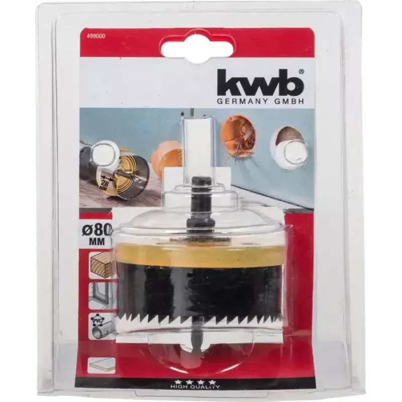 Serra copo KWB 499000 8 cm Individual para berbequim pladur plástico madeira macia