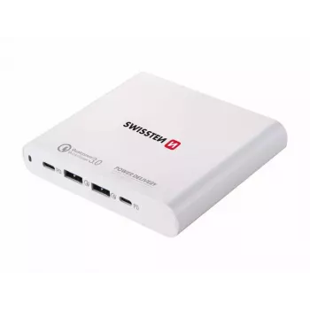 Carregador de viagem SWISSTEN SW-TCH-87W-PD30-QC30-W — 87W, PD 3.0, QC 3.0, para smartphones e portáteis