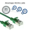 Cabo de rede patch slimline CAT6A U/FTP LSZH ACT verde 0,25 m para datacenter com fichas sem patilhas