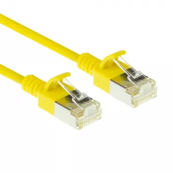 Cabo de rede patch slimline CAT6A U/FTP LSZH ACT amarelo 0,5 metros para datacenter sem patilhas com fichas RJ45