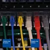 Cabo de rede patch slimline CAT6A U/FTP LSZH ACT preto 1 metro para datacenter sem patilhas com fichas RJ45