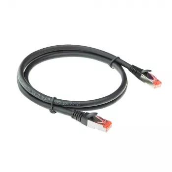 Cabo de rede patch CAT6A U/FTP PVC ACT preto 1 metro altamente flexível, sem emaranhamento, com fichas RJ45 sem patilhas