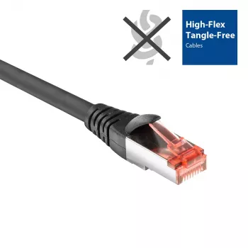 Cabo de rede patch CAT6A U/FTP PVC ACT preto 7 metros altamente flexível, sem emaranhamento, com fichas RJ45