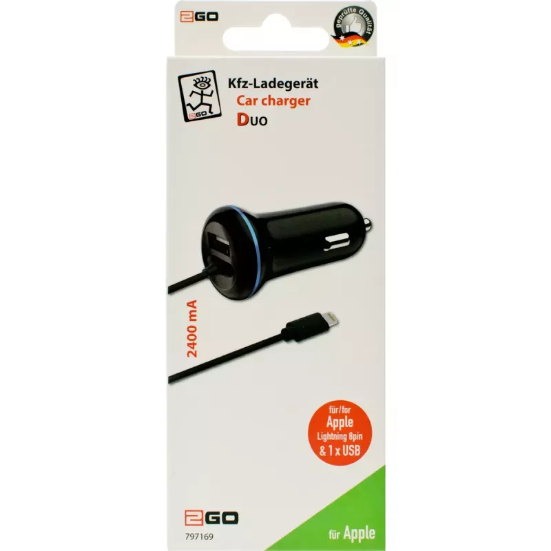 Carregador móvel 2GO 797169 universal preto isqueiro de automóvel 12/24V
