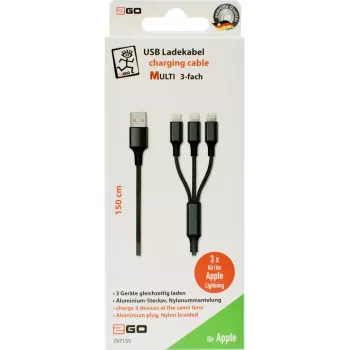 Cabo Lightning 2GO 797155 1,5 m preto USB B USB C Micro-USB B