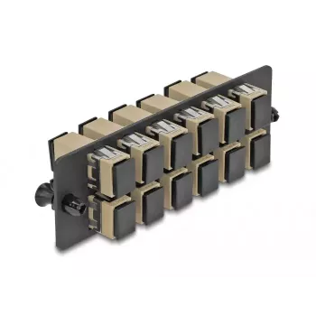 DeLOCK Painel adaptador de fibra ótica SC Simplex OM1 OM2 12 portas bege