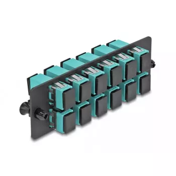 DeLOCK Painel adaptador de fibra ótica SC Simplex OM4 12 portas aqua