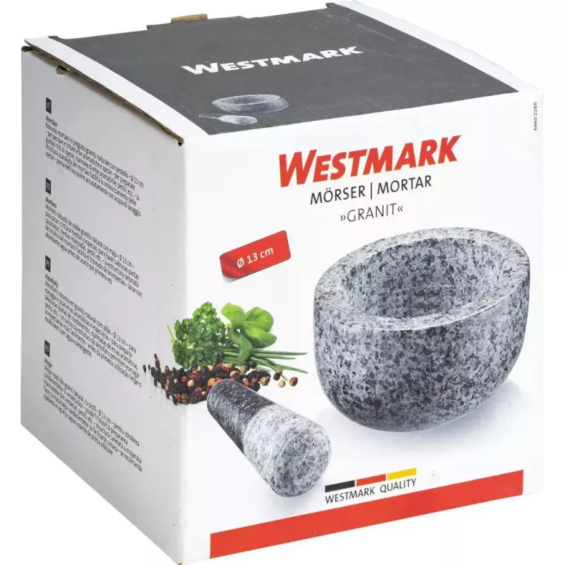Almofariz e pilão Westmark granito cinzento — granito, Ø 13 cm, 131×131 mm