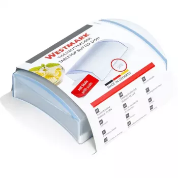 Manteigueira Westmark 21162270, polipropileno (PP), retangular, 157×110×55 mm, azul/branco