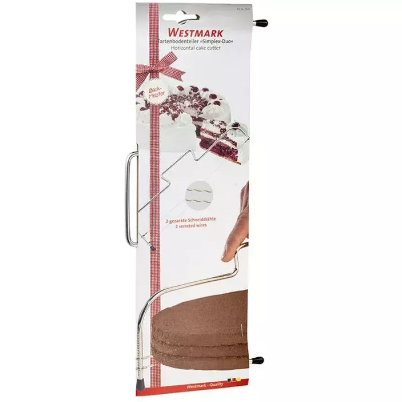 Cortador de bolo de arame Westmark Simplex‑Duo, corpo de aço inoxidável, preto, largura 320 mm