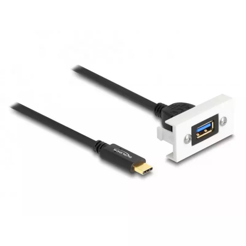 Módulo DeLOCK Easy 45 SuperSpeed USB 10 Gbps conector fêmea USB Type-A para ficha macho USB Type-C