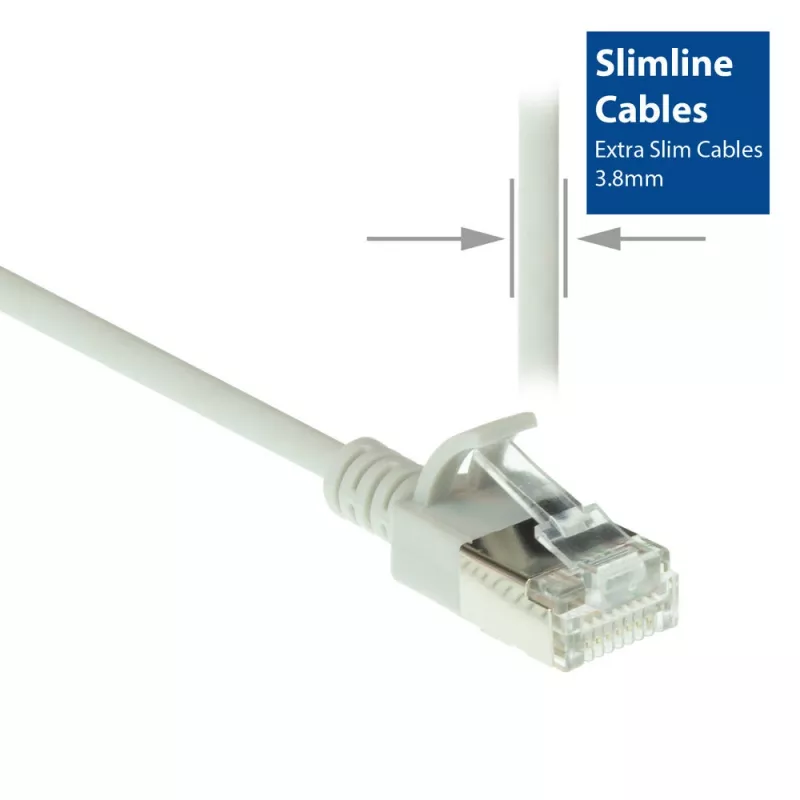 Cabo de rede slimline snagless para centro de dados ACT cinzento 7 metros LSZH U/FTP CAT6A com fichas RJ45