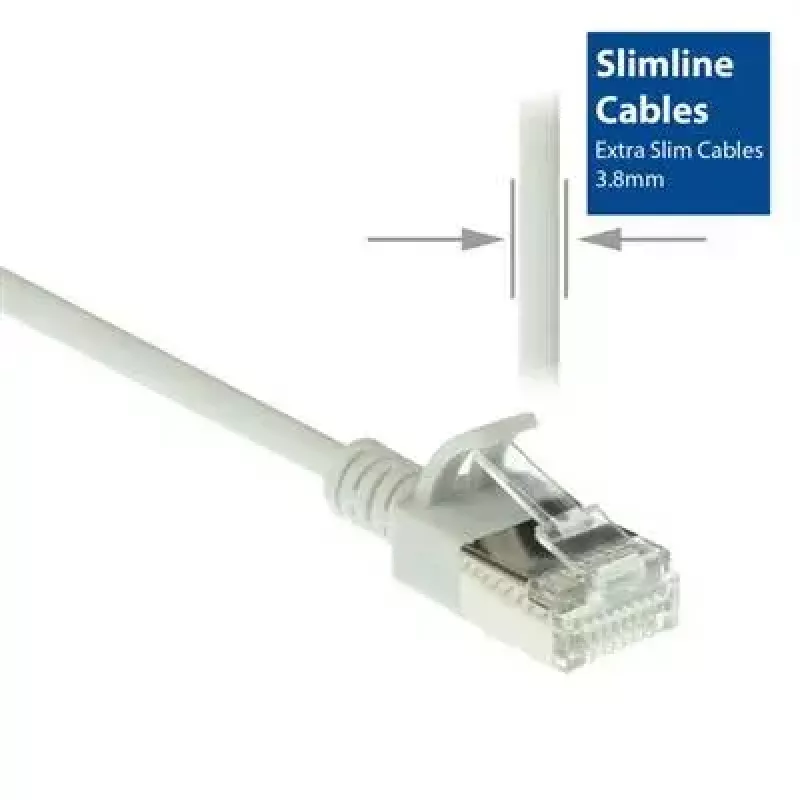Cabo de rede slimline para centro de dados ACT cinzento 10 m LSZH U/FTP CAT6A sem patilhas com fichas RJ45
