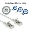 Cabo de rede slimline para centro de dados ACT cinzento 10 m LSZH U/FTP CAT6A sem patilhas com fichas RJ45