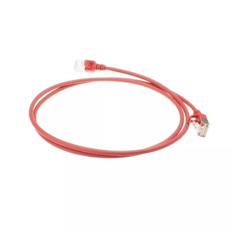 Cabo de rede slimline para centro de dados ACT vermelho 10 m LSZH U/FTP CAT6A com fichas RJ45