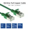 Cabo de rede slimline para centro de dados ACT verde 10 metros LSZH U/FTP CAT6A, sem patilhas com fichas RJ45