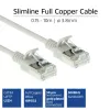 Cabo de rede slimline para centro de dados ACT cinzento 0,15 metros LSZH U/FTP CAT6A, com proteção das patilhas e fichas RJ45