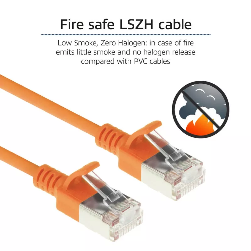 Cabo de rede Slimline Datacenter ACT Laranja 5 m LSZH U/FTP CAT6A com fichas RJ45