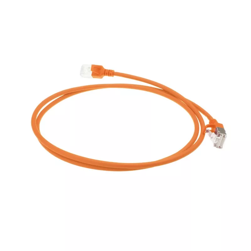 Cabo de rede Slimline Datacenter ACT Laranja 1,5 m LSZH U/FTP CAT6A com fichas RJ45 com patilha