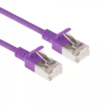 Cabo de rede Slimline Datacenter ACT Roxo 1 m LSZH U/FTP CAT6A sem patilha com fichas RJ45