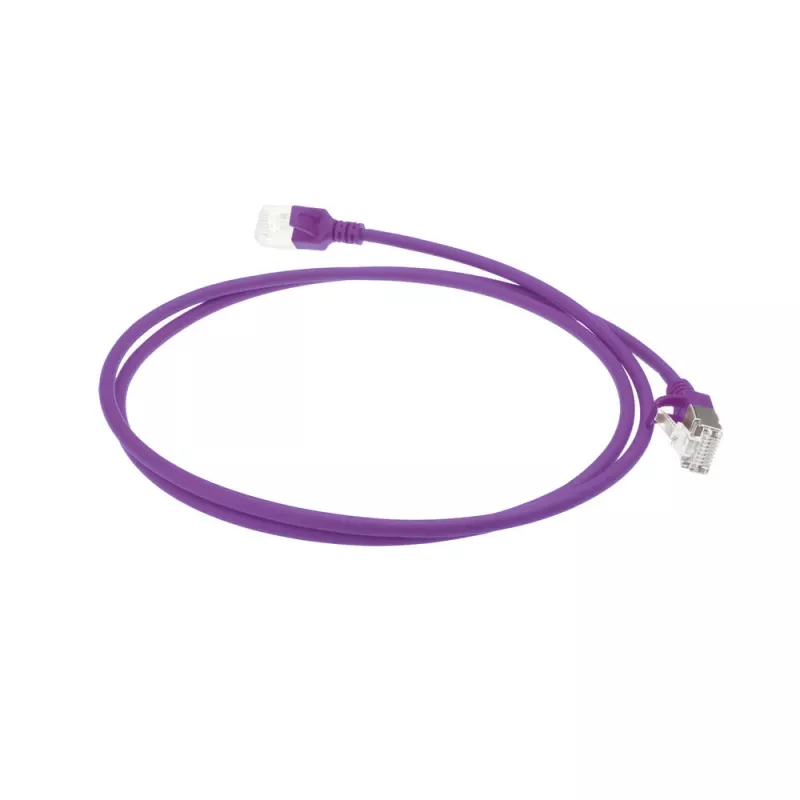 Cabo de rede Slimline Datacenter ACT Roxo 10 m LSZH U/FTP CAT6A sem patilha com fichas RJ45