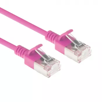 Cabo de rede Slimline Datacenter ACT Rosa 0,5 m LSZH U/FTP CAT6A snagless com fichas RJ45