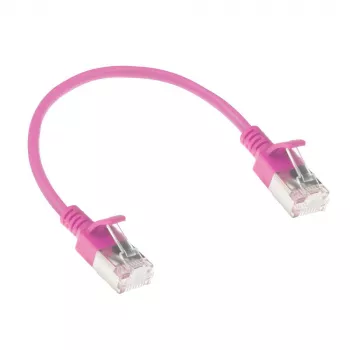 Cabo de rede Slimline Datacenter ACT Rosa 0,5 m LSZH U/FTP CAT6A snagless com fichas RJ45