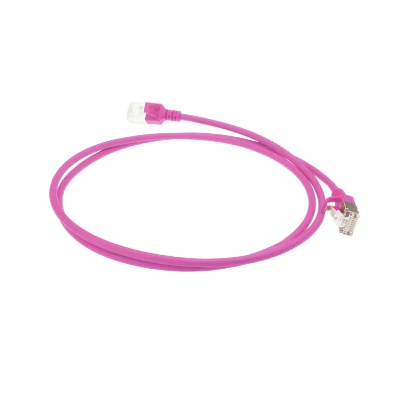 Cabo de rede Slimline Datacenter ACT Rosa 1 m LSZH U/FTP CAT6A com fichas RJ45
